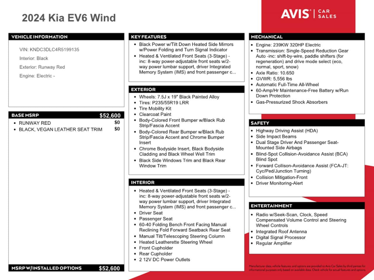 2024 KIA EV6 LIGHT VIN:KNDC3DLC4R5199135