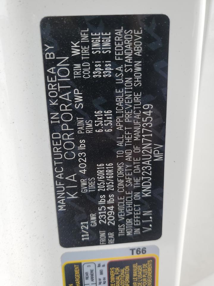 2022 KIA SOUL LX VIN:KNDJ23AU2N7173549