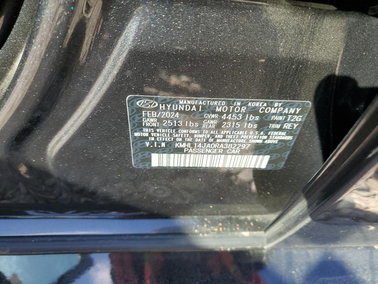 2024 HYUNDAI SONATA SEL VIN:KMHL14JA0RA382297