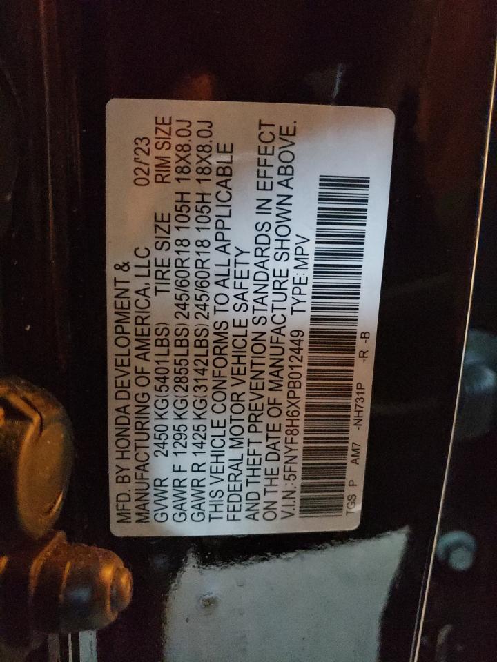 2023 HONDA PASSPORT TRAIL SPORT VIN:5FNYF8H6XPB012449