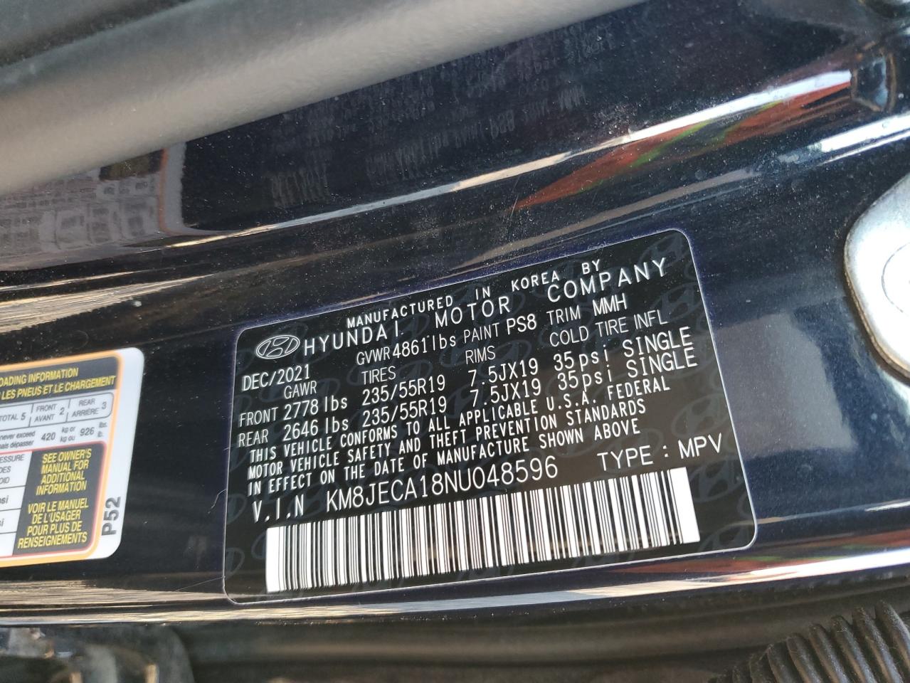 2022 HYUNDAI TUCSON LIMITED VIN:1NXBR32E35Z497999