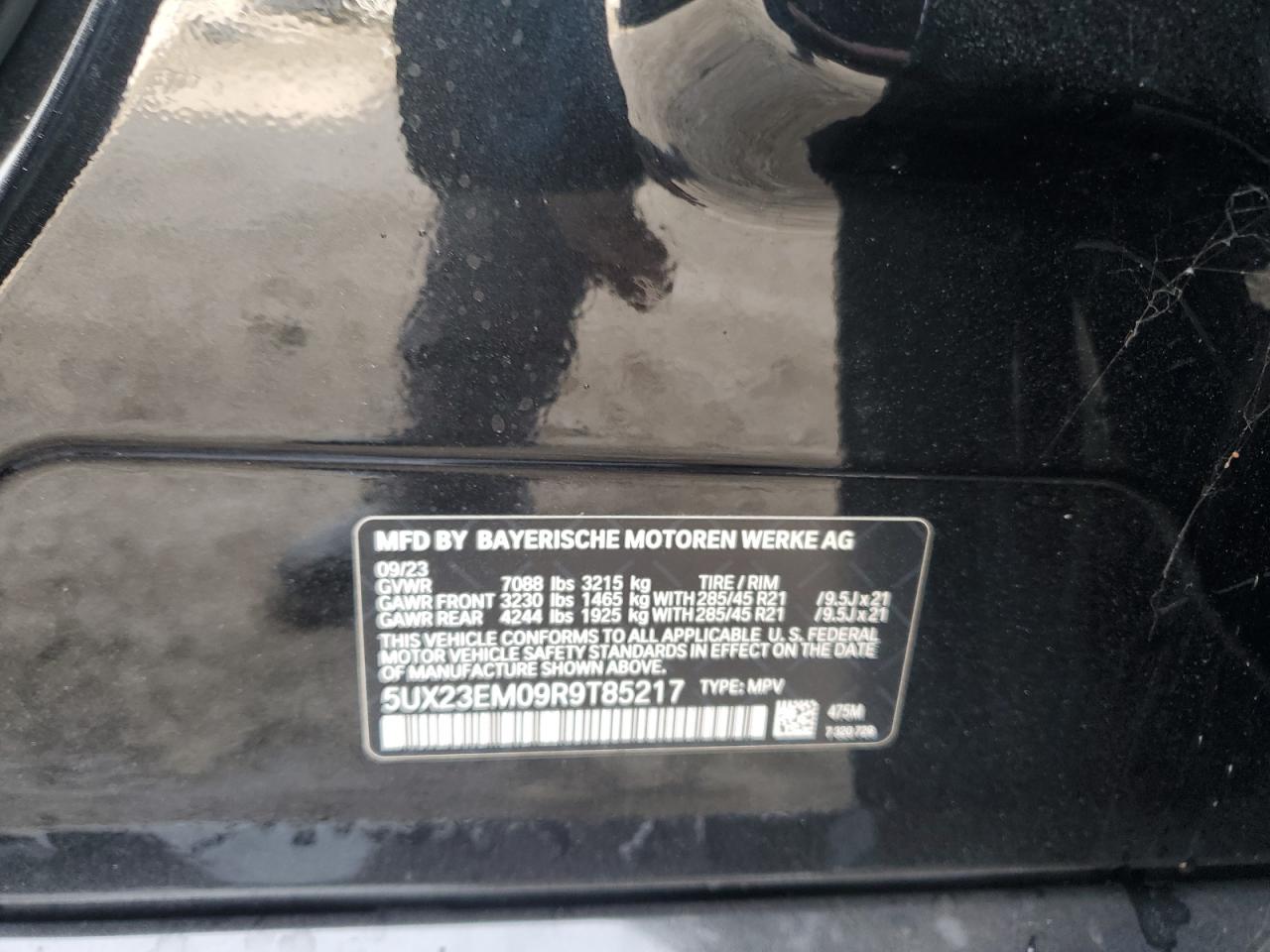 2024 BMW X7 XDRIVE40I VIN:5UX23EM09R9T85217