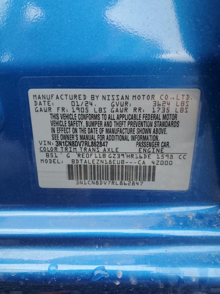 2024 NISSAN VERSA S VIN:3N1CN8DV7RL862847