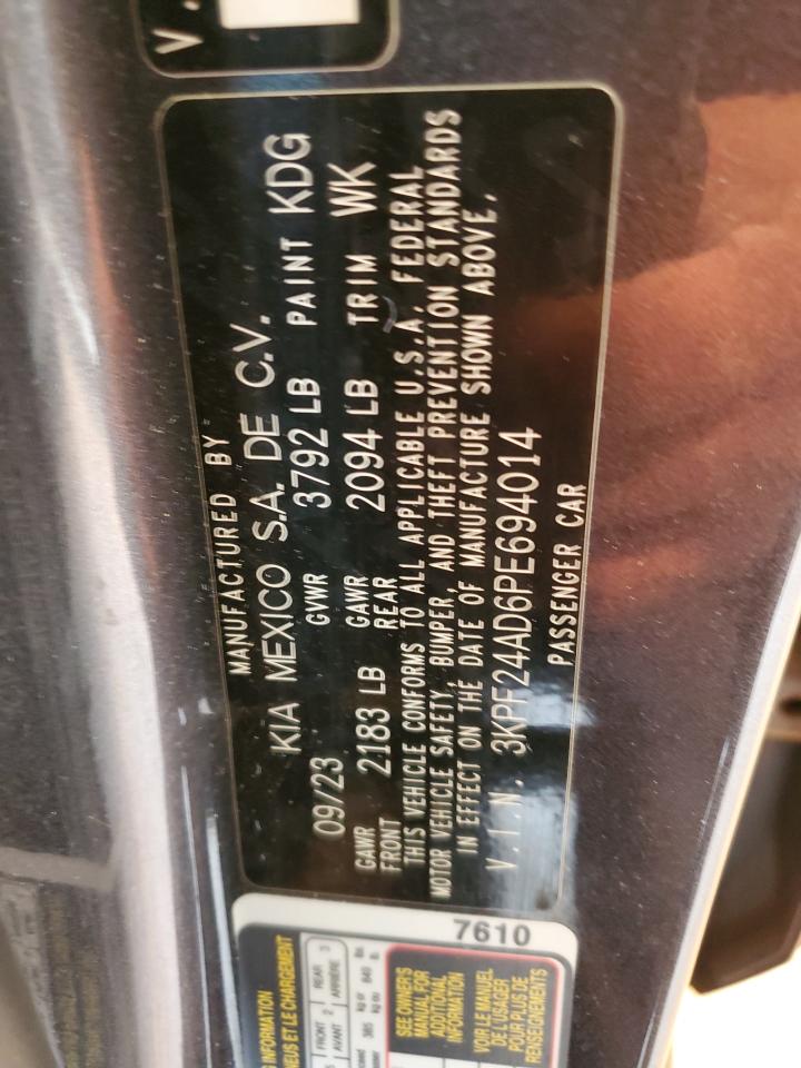 2023 KIA FORTE LX VIN:3KPF24AD6PE694014