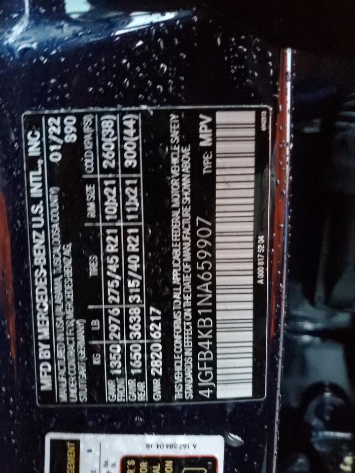 2022 MERCEDES-BENZ GLE 350 4MATIC VIN:4JGFB4KB1NA659907