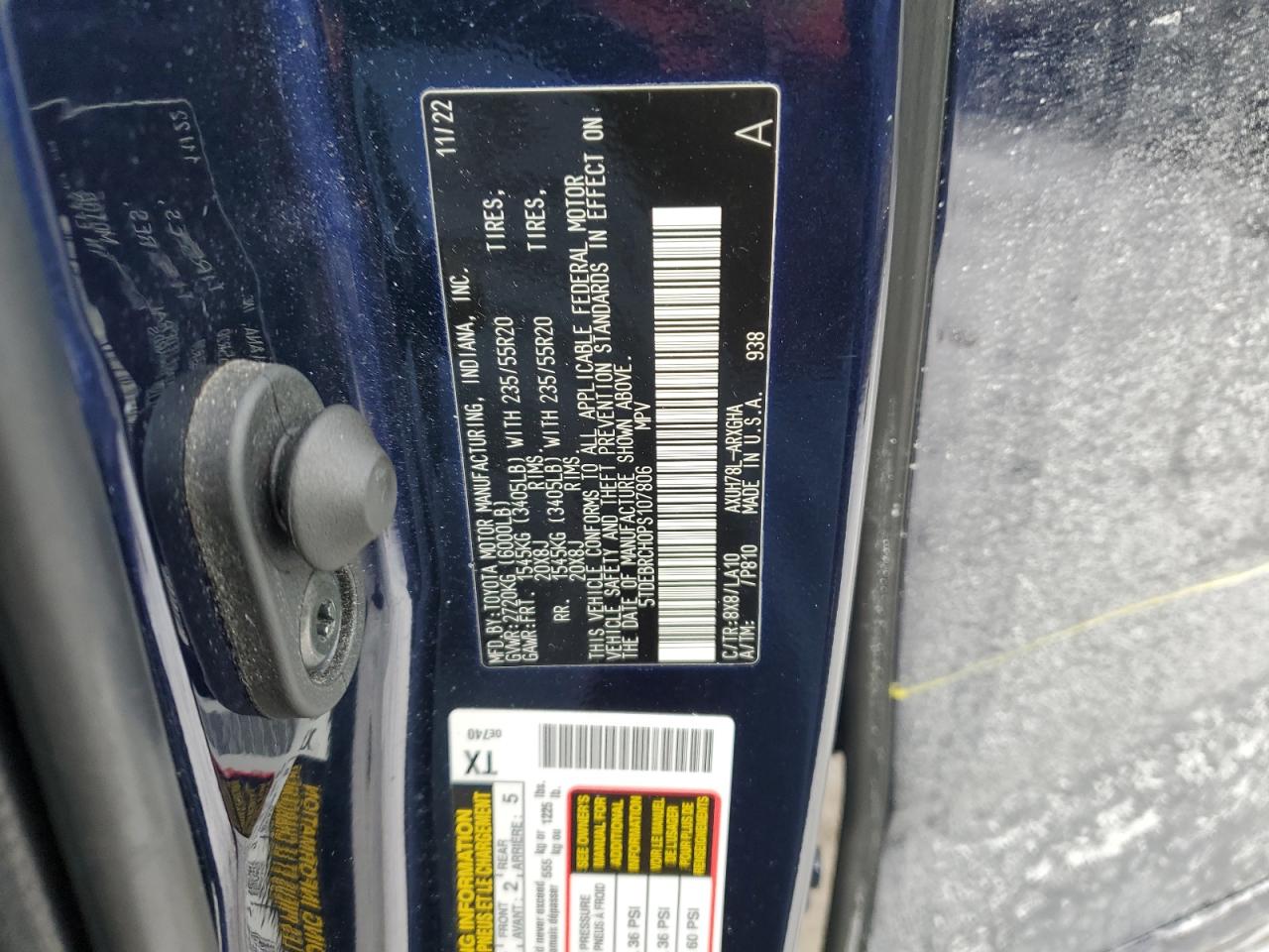 2023 TOYOTA HIGHLANDER HYBRID LIMITED VIN:5TDEBRCH0PS107806
