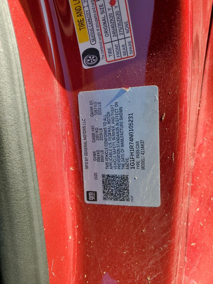 2022 CHEVROLET CAMARO SS VIN:1G1FH1R74N0105231