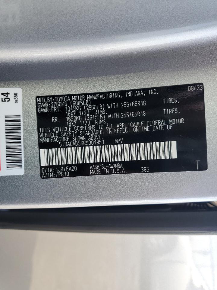 2024 TOYOTA GRAND HIGHLANDER XLE VIN:5TDACAB56RS001951