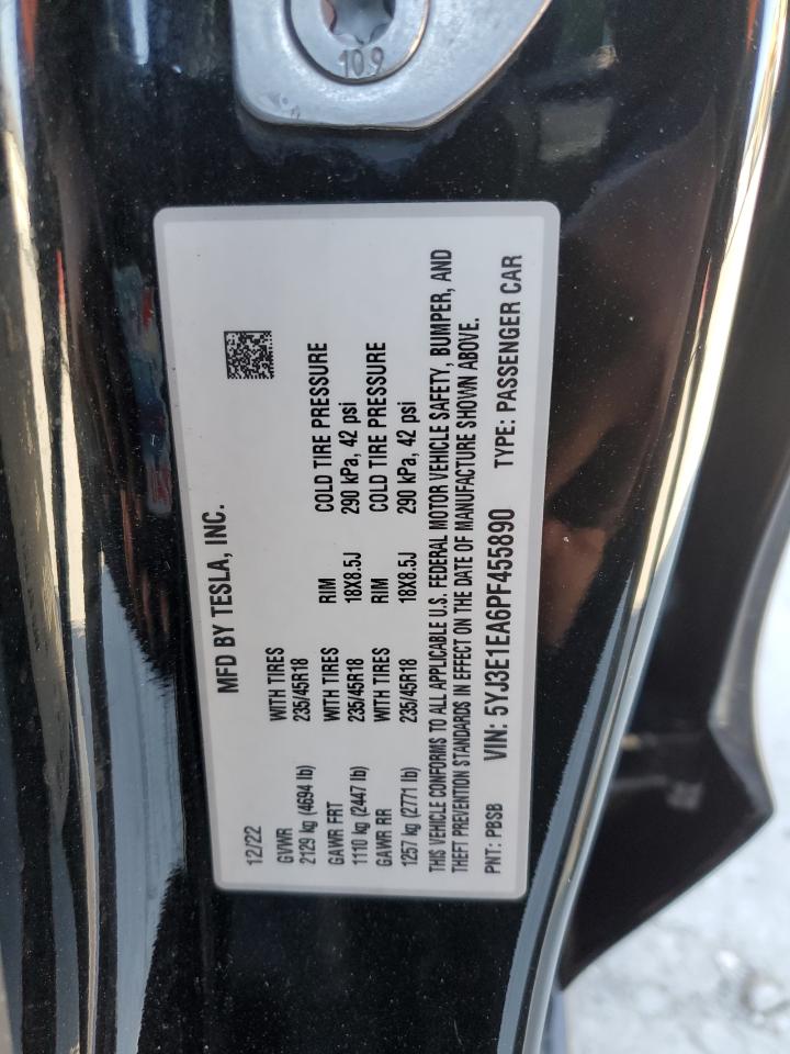2023 TESLA MODEL 3  VIN:5YJ3E1EA6PF455890