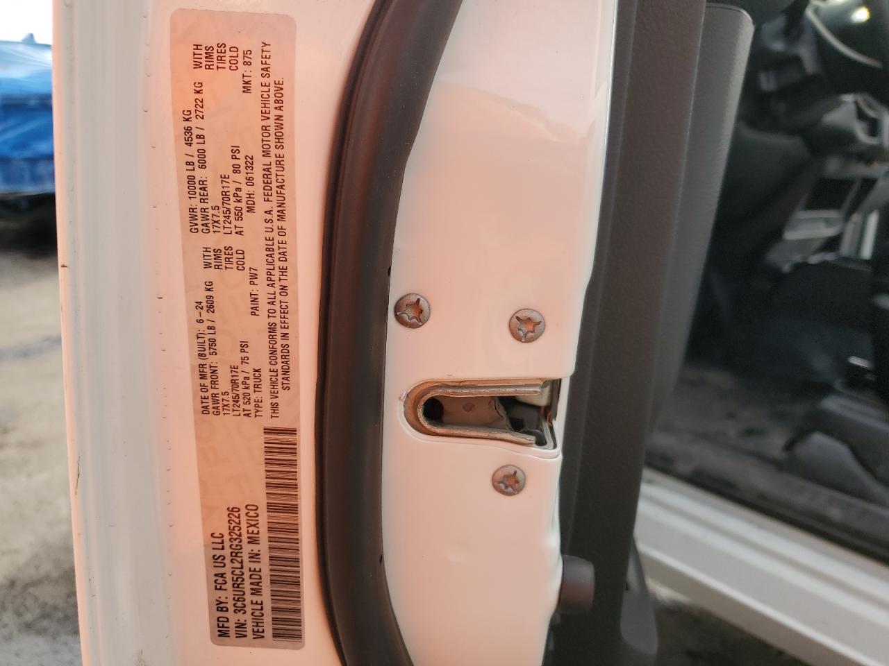 2024 RAM 2500 TRADESMAN VIN:3C6UR5CL2RG325226