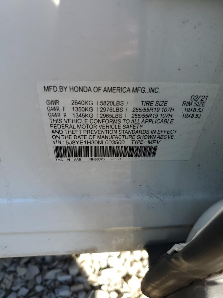 2022 ACURA MDX  VIN:5J8YE1H30NL003500