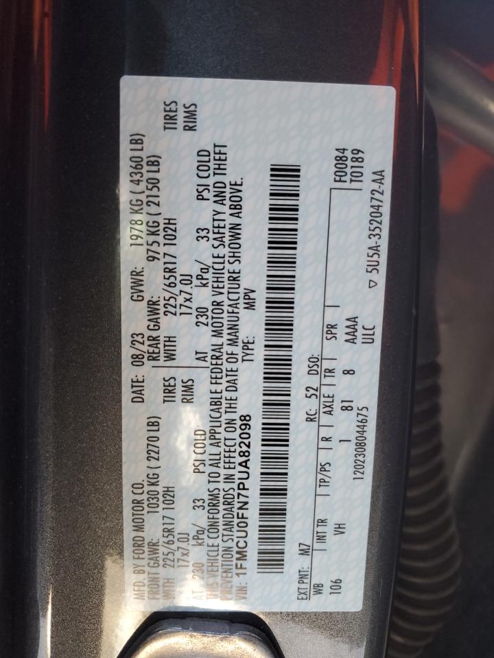 2023 FORD ESCAPE  VIN:1FMCU0FN7PUA82098