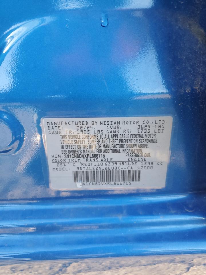 2024 NISSAN VERSA S VIN:3N1CN8DVXRL866715