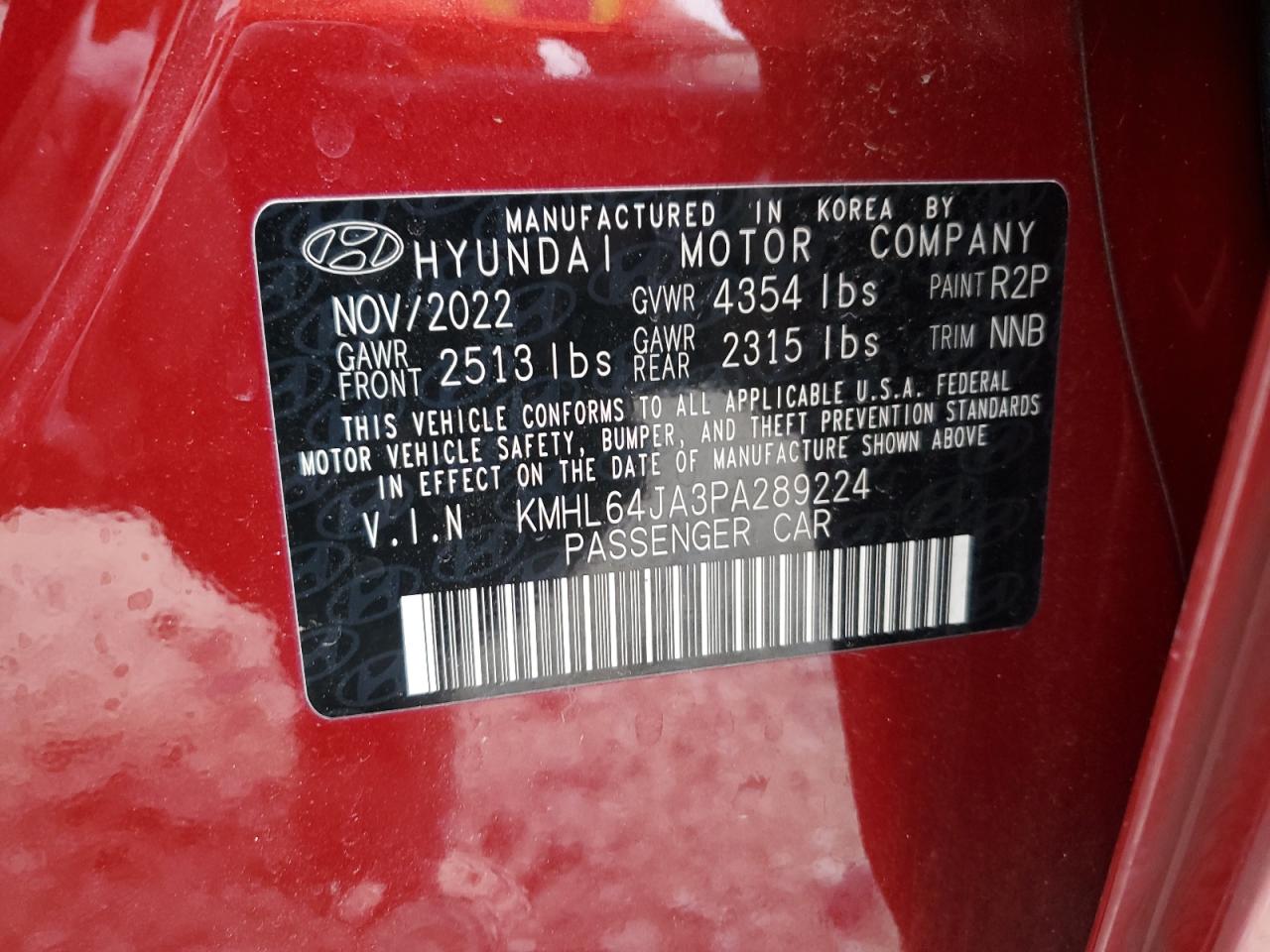 2023 HYUNDAI SONATA SEL VIN:KMHL64JA3PA289224