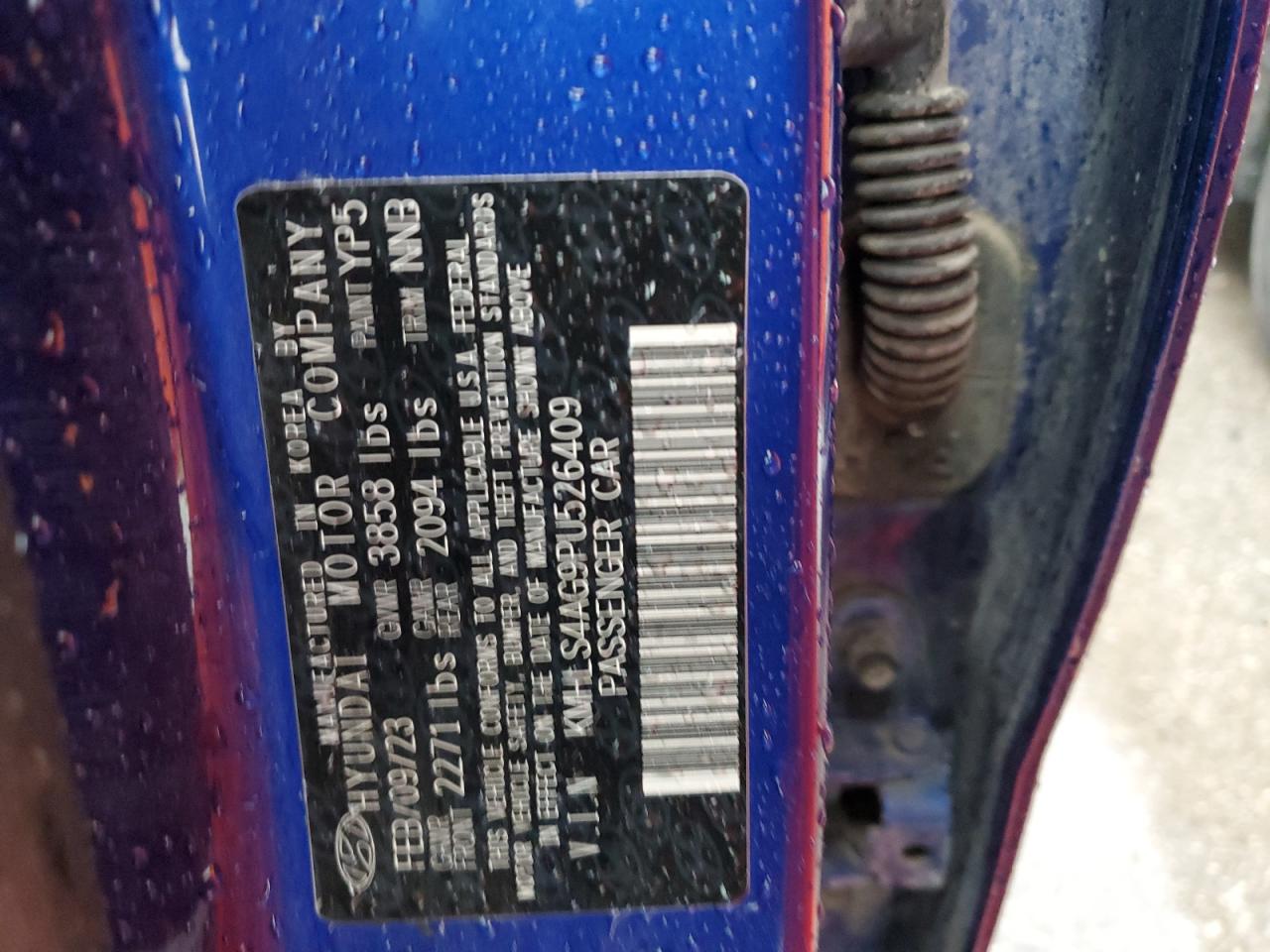 2023 HYUNDAI ELANTRA SEL VIN:KMHLS4AG9PU526409