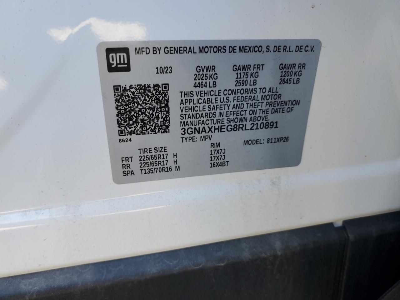 2024 CHEVROLET EQUINOX LS VIN:3GNAXHEG8RL210891