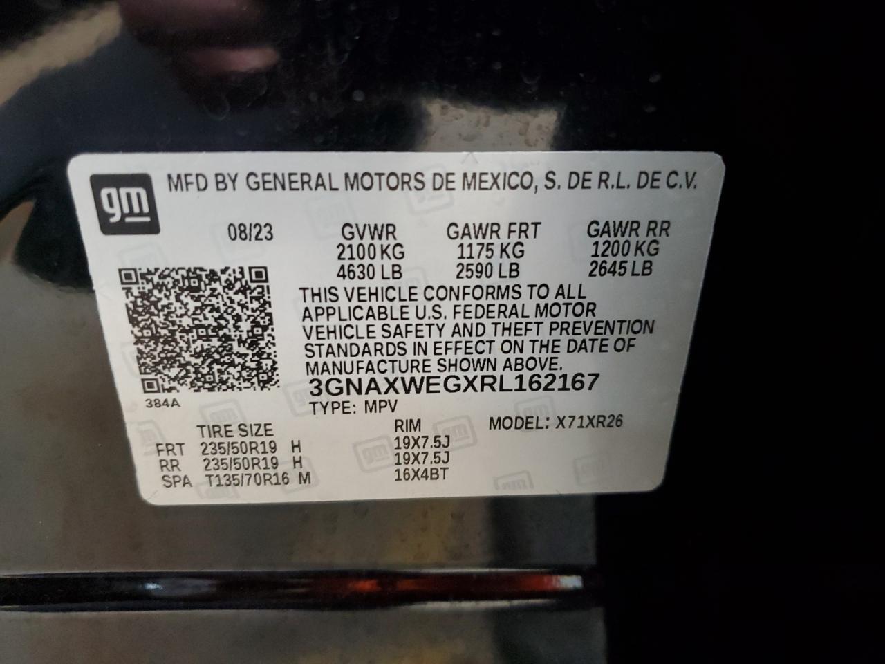 2024 CHEVROLET EQUINOX RS VIN:3GNAXWEGXRL162167