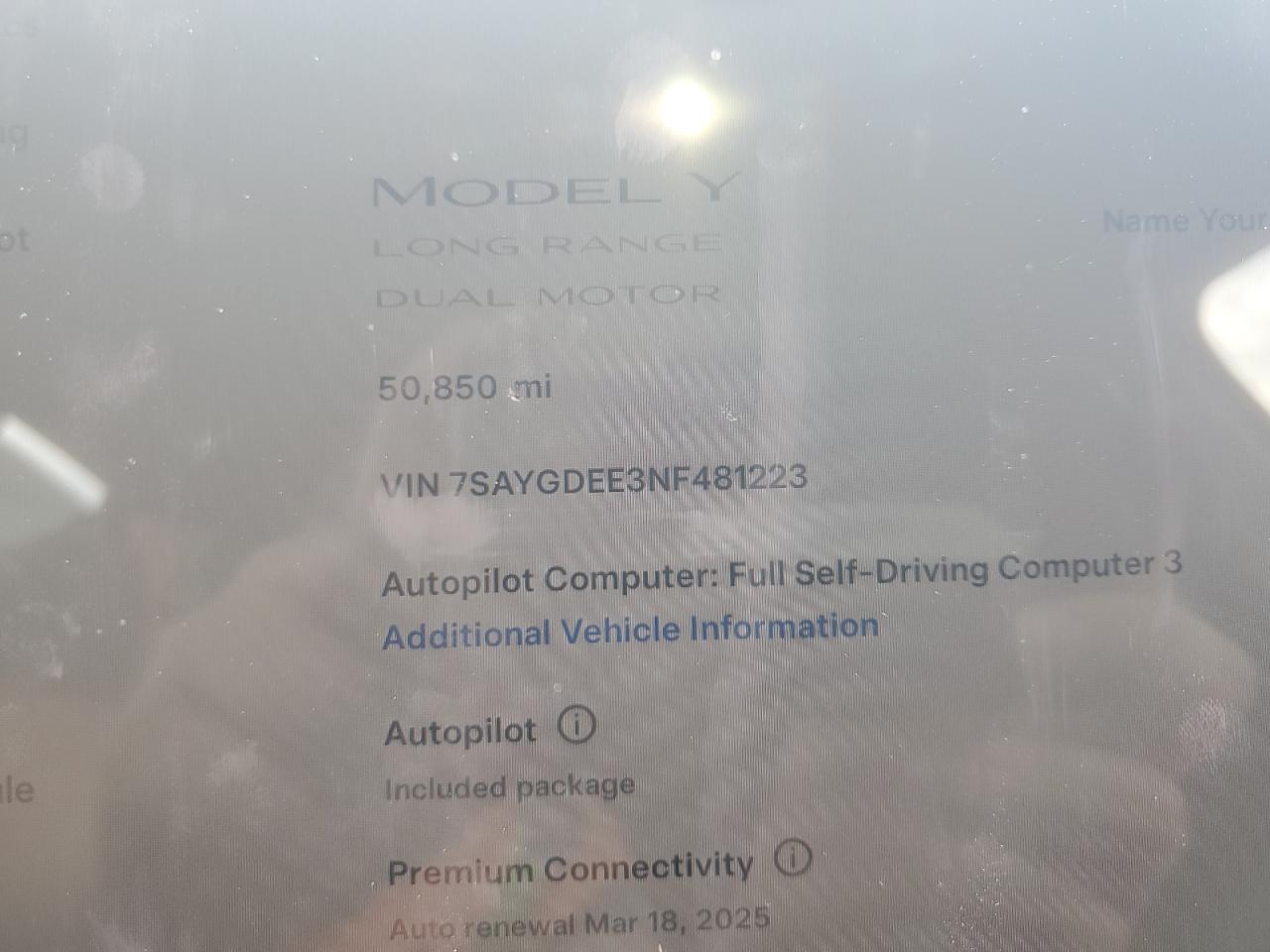 2022 TESLA MODEL Y  VIN:7SAYGDEE3NF481223