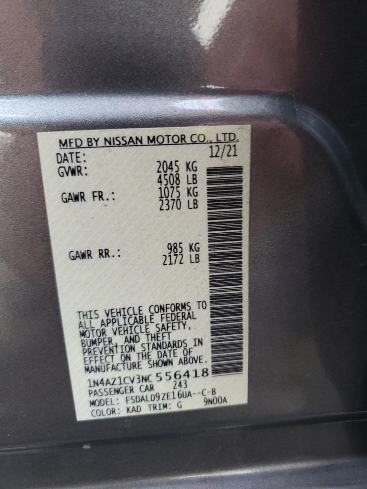 2022 NISSAN LEAF SV VIN:1N4AZ1CV3NC556418