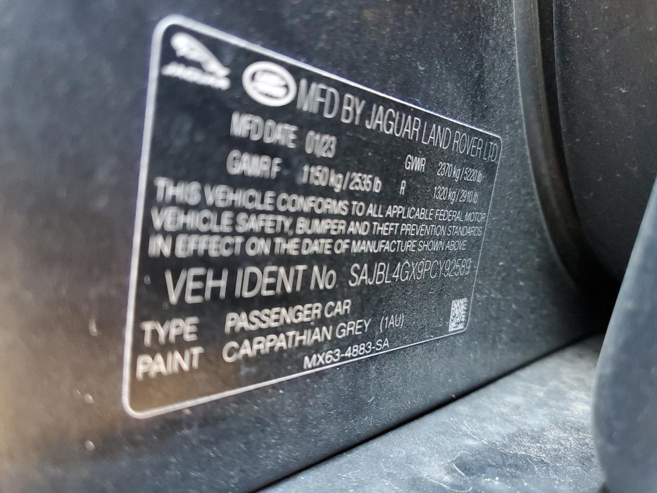 2023 JAGUAR XF R-DYNAMIC SE VIN:SAJBL4GX9PCY92589