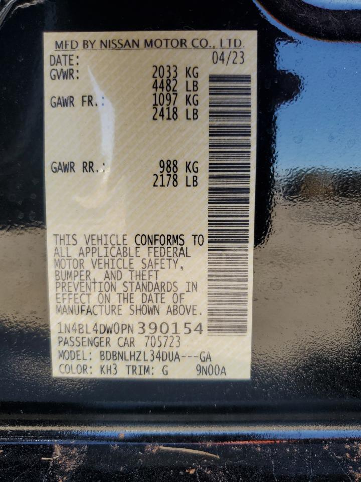 2023 NISSAN ALTIMA SV VIN:1N4BL4DW0PN390154