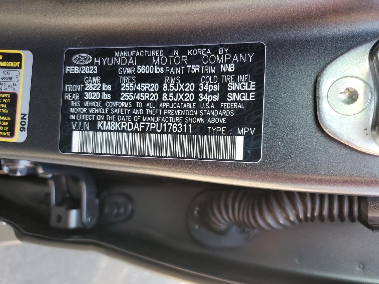 2023 HYUNDAI IONIQ 5 LIMITED VIN:KM8KRDAF7PU176311