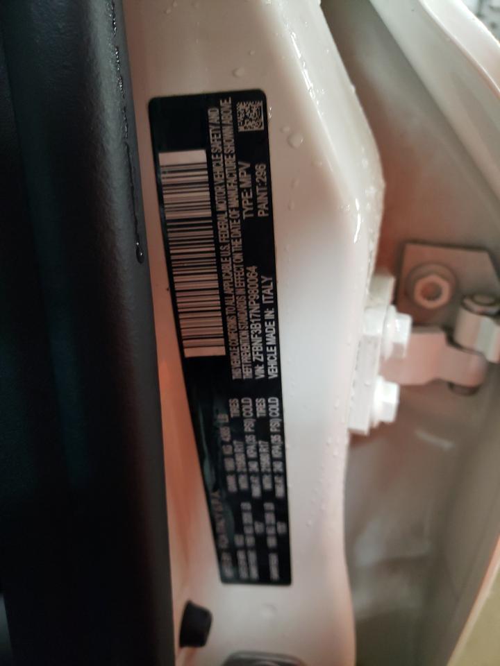 2022 FIAT 500X TREKKING VIN:ZFBNF3B17NP980064