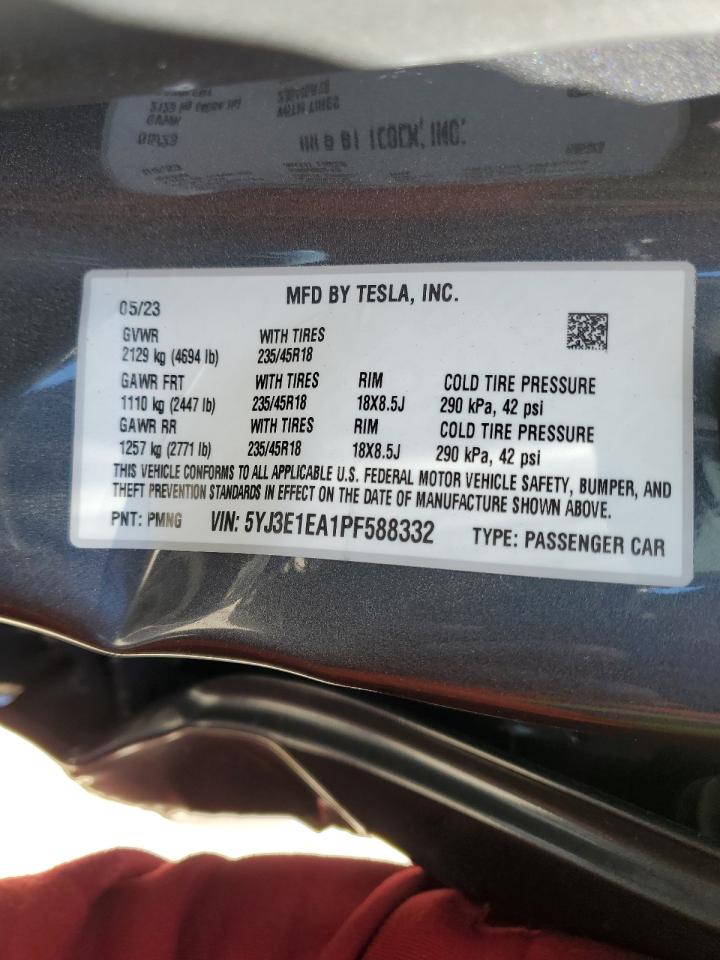 2023 TESLA MODEL 3  VIN:5YJ3E1EA1PF588332