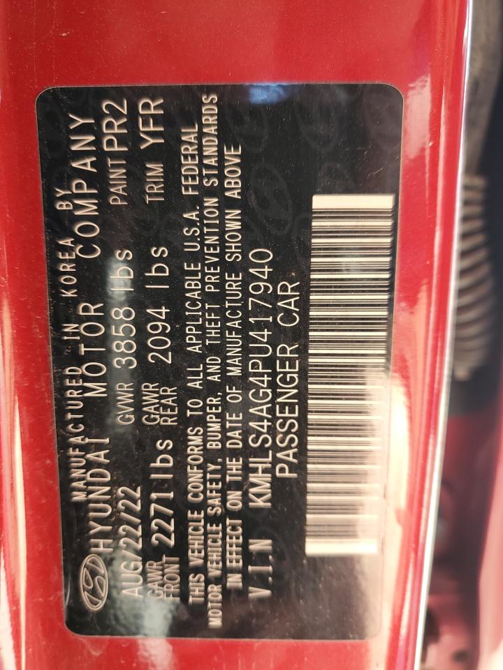 2023 HYUNDAI ELANTRA SEL VIN:KMHLS4AG4PU417940