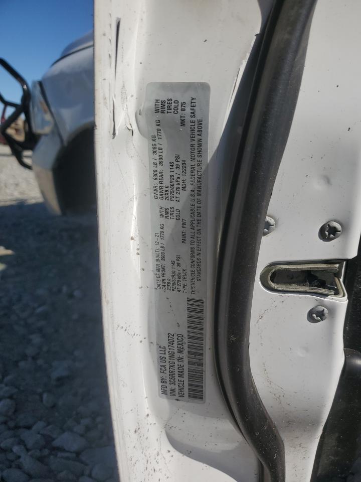 2022 RAM 1500 CLASSIC TRADESMAN VIN:3C6RR7KG1NG174072