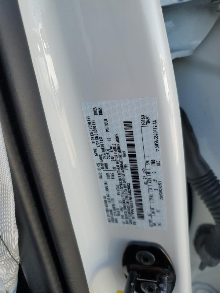 2022 FORD F150 SUPERCREW VIN:1FTFW1E81NFA62802