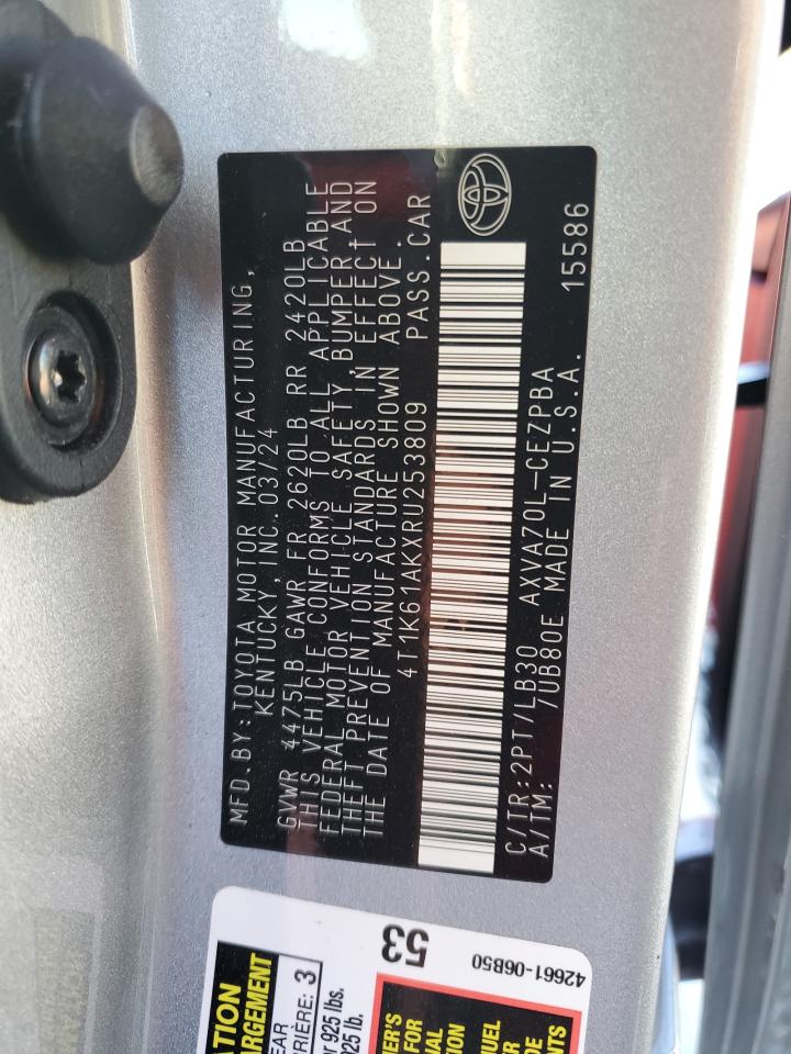2024 TOYOTA CAMRY XSE VIN:4T1K61AKXRU253809