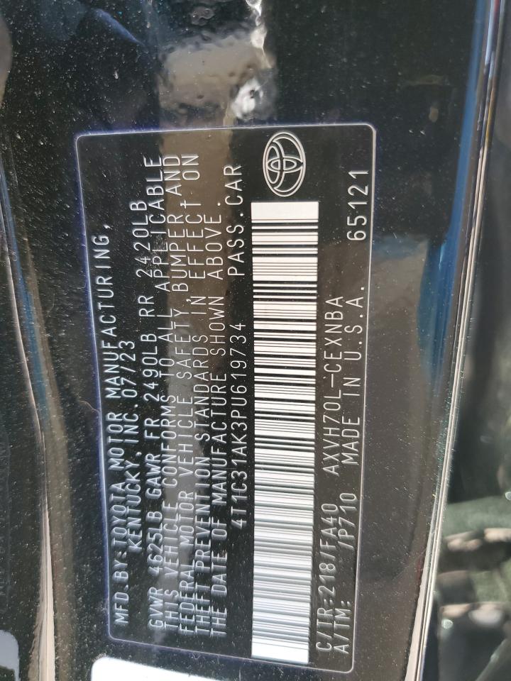 2023 TOYOTA CAMRY LE VIN:4T1C31AK3PU619734