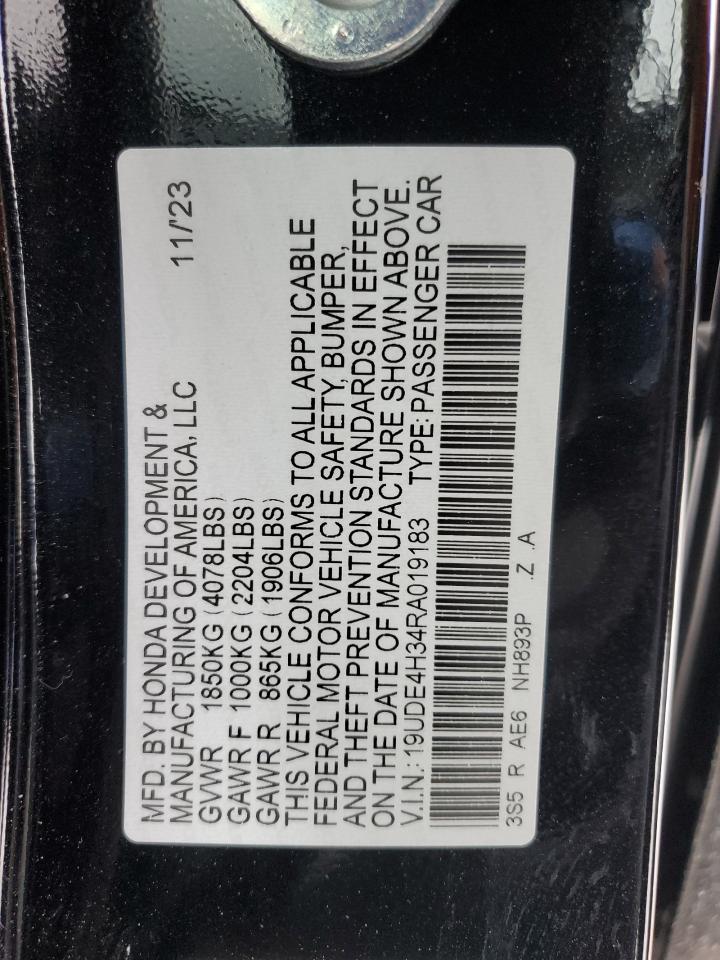 2024 ACURA INTEGRA A-SPEC VIN:19UDE4H34RA019183