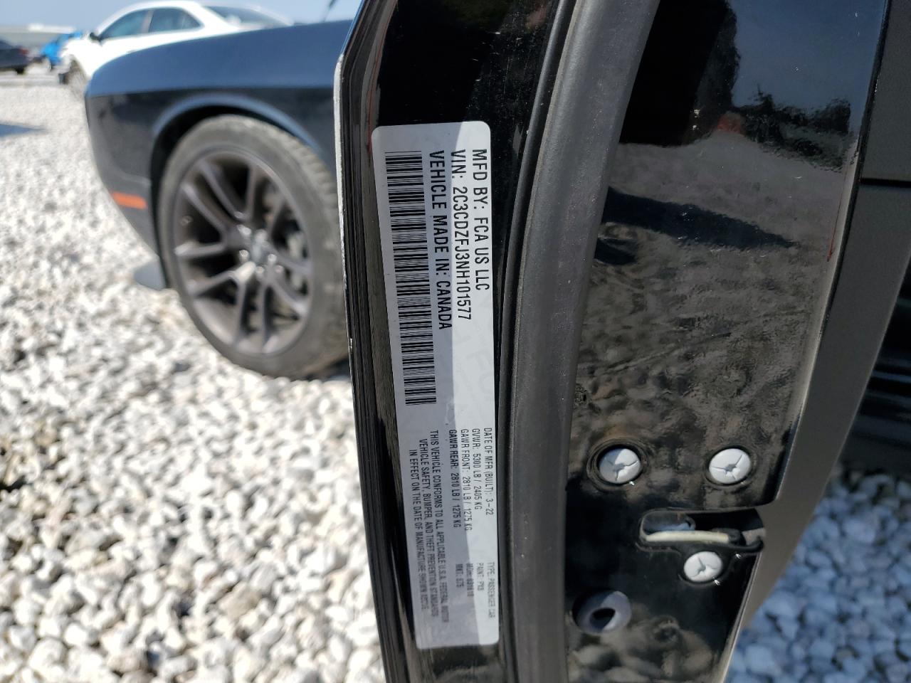 2022 DODGE CHALLENGER R/T SCAT PACK VIN:2C3CDZFJ3NH101577