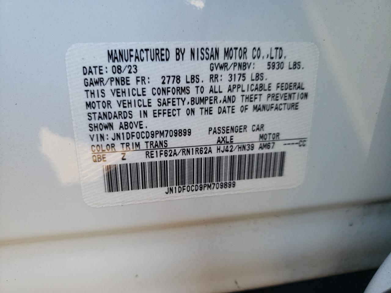 2023 NISSAN ARIYA PLATINUM + VIN:JN1DF0CD9PM709899