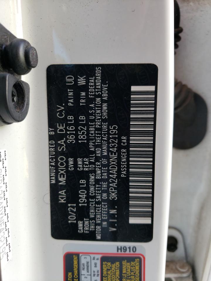 2022 KIA RIO LX VIN:3KPA24ADXNE432195