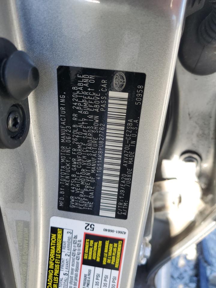 2023 TOYOTA CAMRY SE NIGHT SHADE VIN:4T1G11AK8PU827762