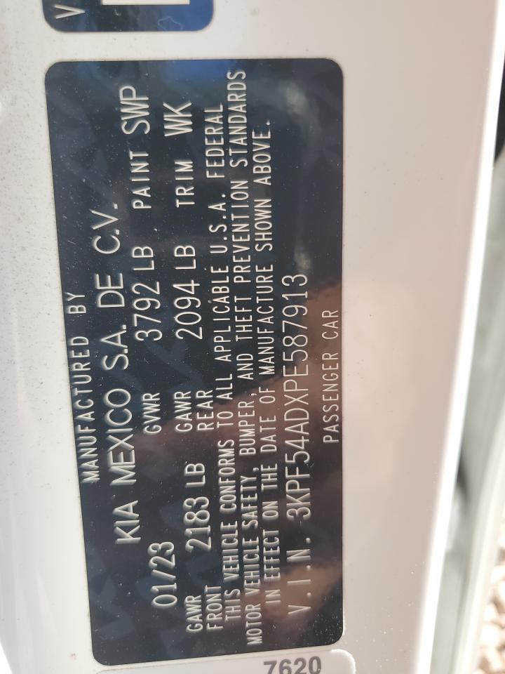 2023 KIA FORTE GT LINE VIN:3KPF54ADXPE587913