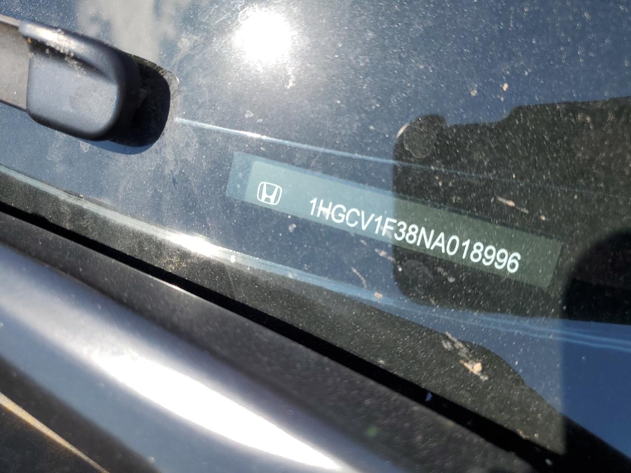 2022 HONDA ACCORD SPORT VIN:1HGCV1F38NA018996