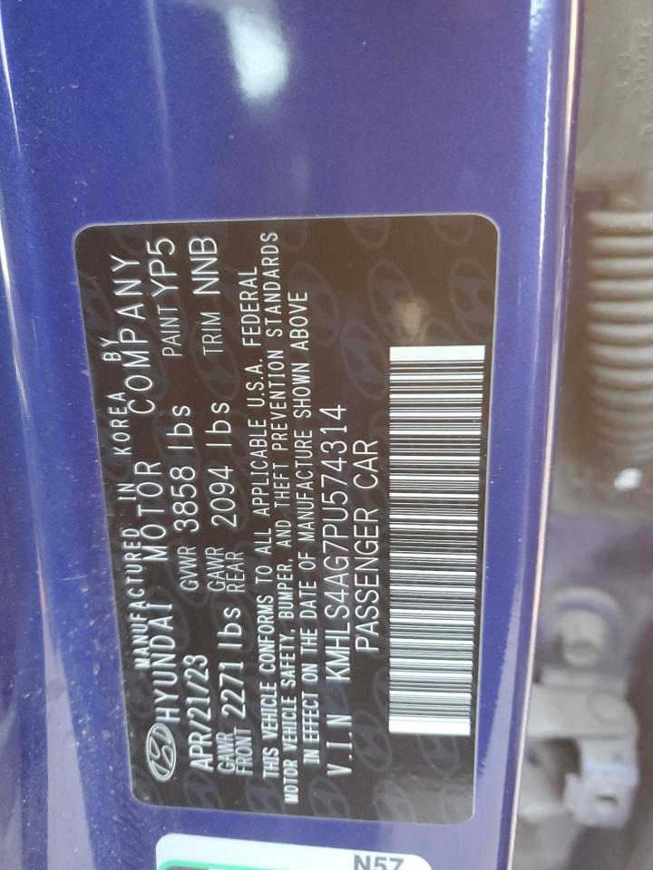 2023 HYUNDAI ELANTRA SEL VIN:KMHLS4AG7PU574314