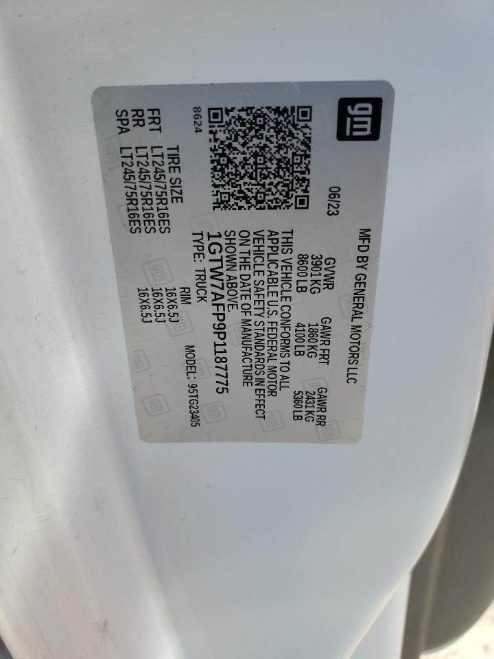 2023 GMC SAVANA G2500 VIN:1GTW7AFP9P1187775