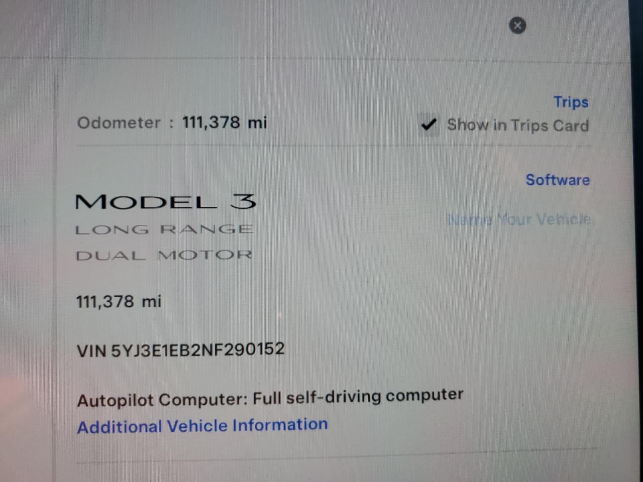 2022 TESLA MODEL 3  VIN:5YJ3E1EB2NF290152