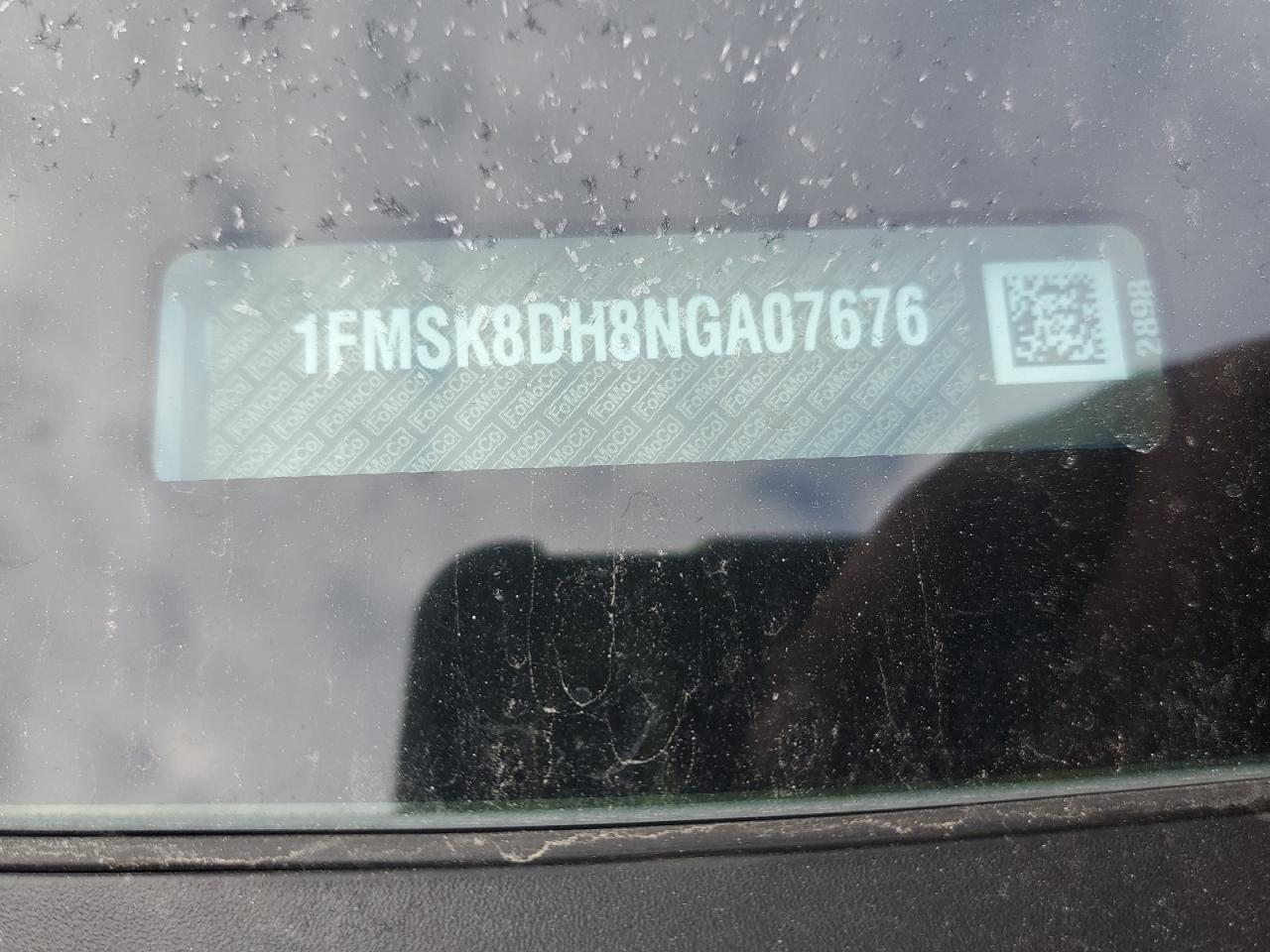 2022 FORD EXPLORER XLT VIN:1FMSK8DH8NGA07676