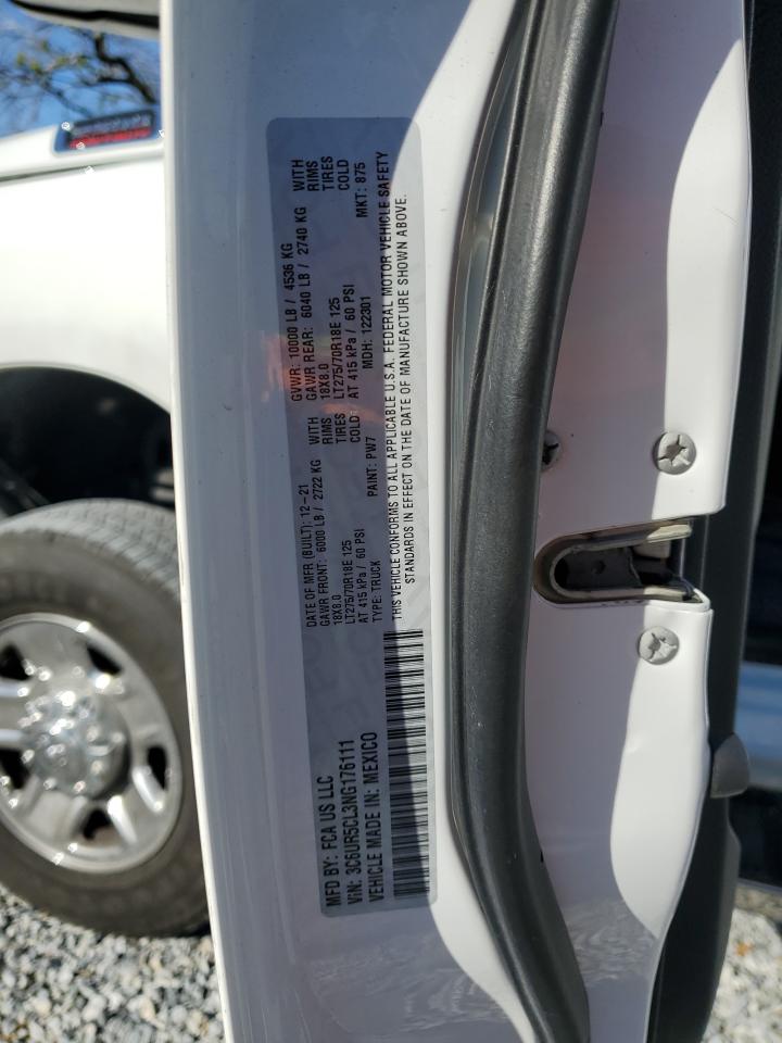 2022 RAM 2500 TRADESMAN VIN:3C6UR5CL3NG176111