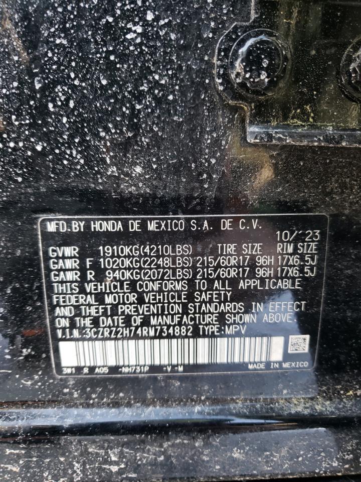 2024 HONDA HR-V EXL VIN:3CZRZ2H74RM734882