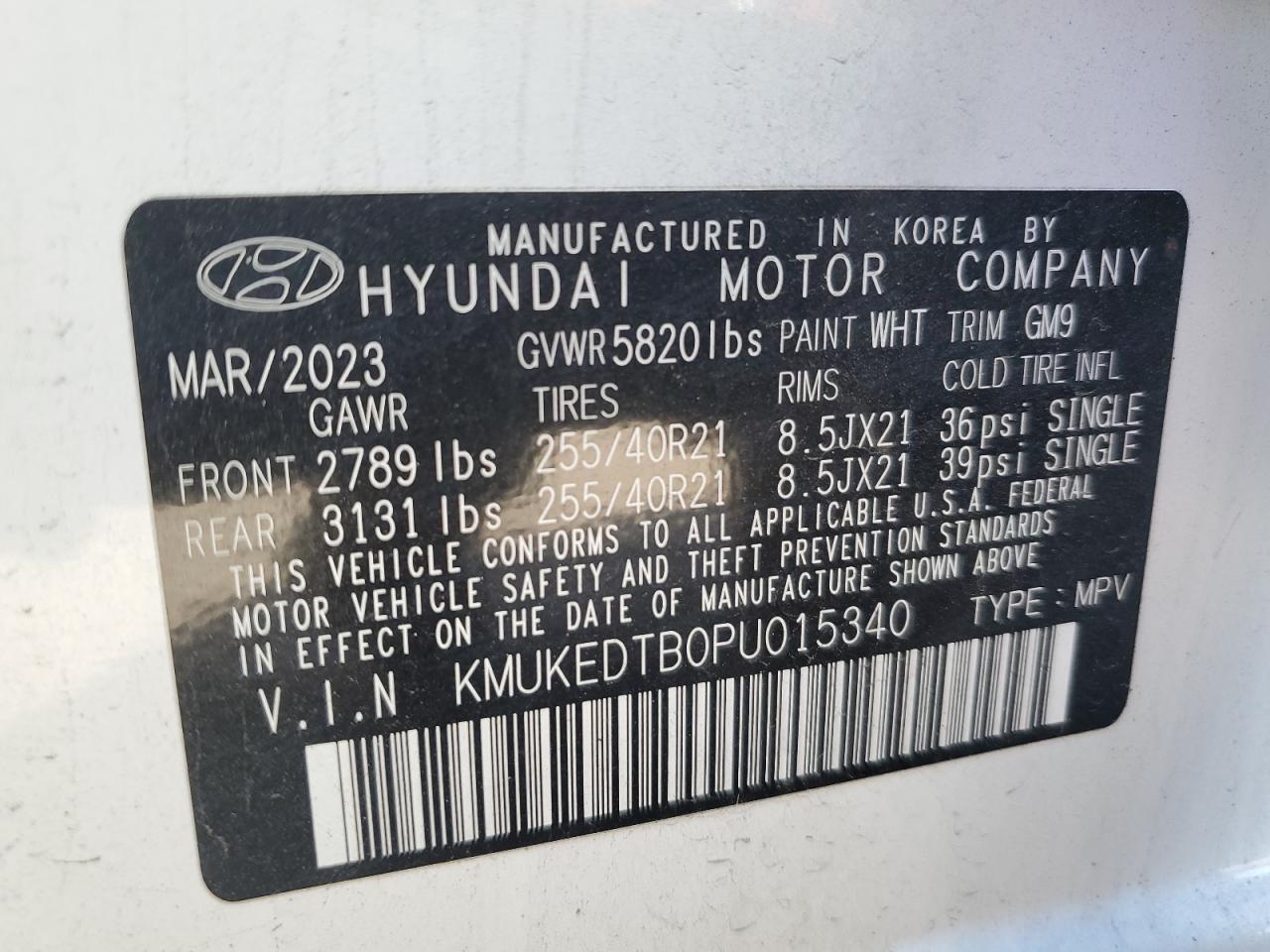 2023 GENESIS GV60 PERFORMANCE VIN:KMUKEDTB0PU015340