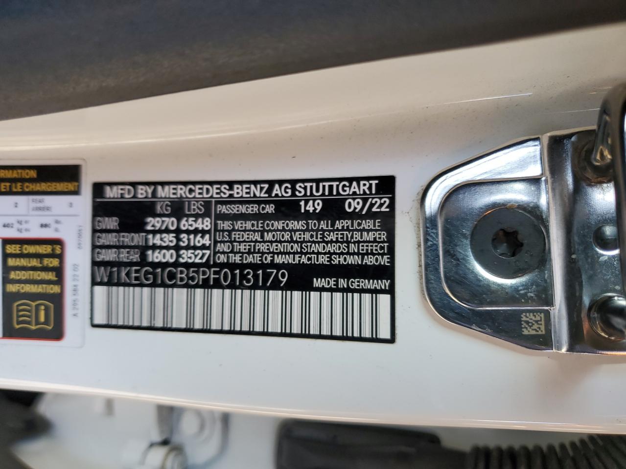 2023 MERCEDES-BENZ EQE SEDAN 350 4MATIC VIN:W1KEG1CB5PF013179