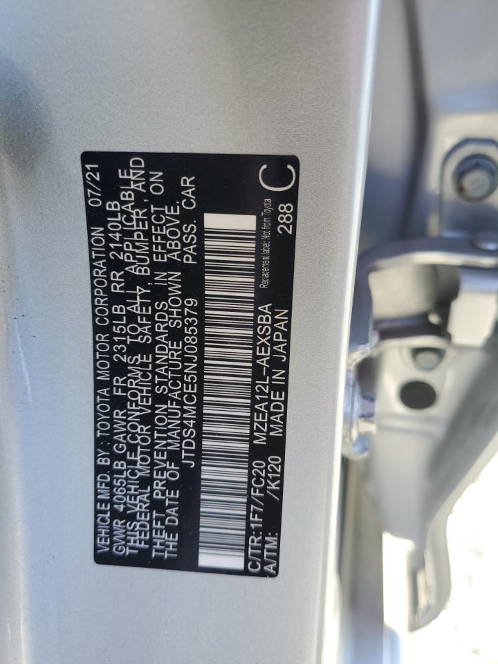 2022 TOYOTA COROLLA SE VIN:JTDS4MCE5NJ085379