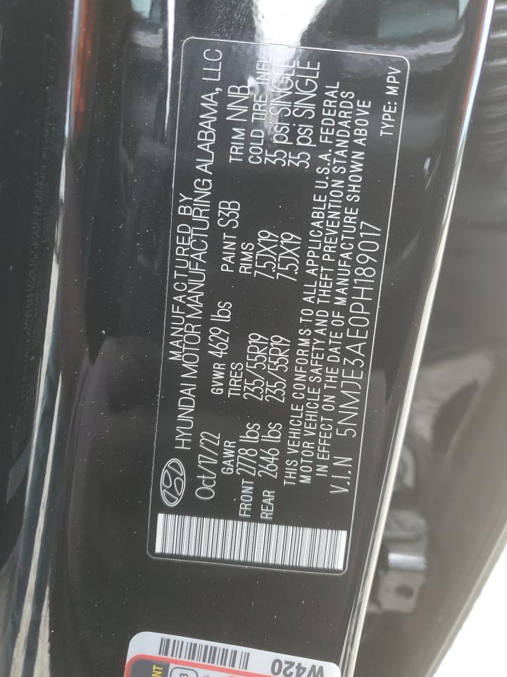 2023 HYUNDAI TUCSON LIMITED VIN:5NMJE3AE0PH189017